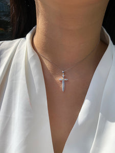 LUOWEND 18K White Gold Real Natural Diamond Pendant Necklace for Women