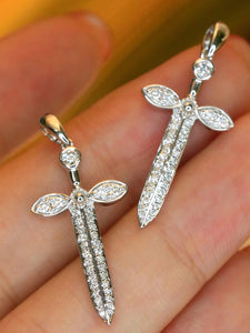 LUOWEND 18K White Gold Real Natural Diamond Pendant Necklace for Women