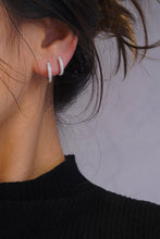 Load image into Gallery viewer, LUOWEND 18K White Gold Real Natural Diamond Hoop Earrings for Women
