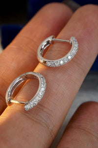 LUOWEND 18K White Gold Real Natural Diamond Hoop Earrings for Women