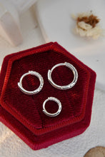 Load image into Gallery viewer, LUOWEND 18K White Gold Real Natural Diamond Hoop Earrings for Women
