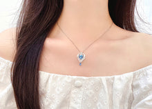 Load image into Gallery viewer, LUOWEND 18K White Gold Real Natural Aquamarine and Diamond Gemstone Necklace for Women
