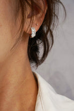 Load image into Gallery viewer, LUOWEND 18K White Gold Real Natural Diamond Hoop Earrings for Women

