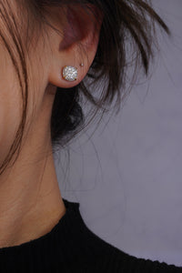 LUOWEND 18K White and Yellow Gold Real Natural Diamond Stud Earrings for Women