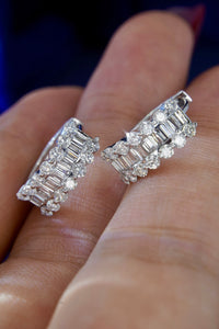 LUOWEND 18K White Gold Real Natural Diamond Hoop Earrings for Women