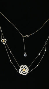 LUOWEND 18K White Gold Real Natural Diamond Necklace for Women