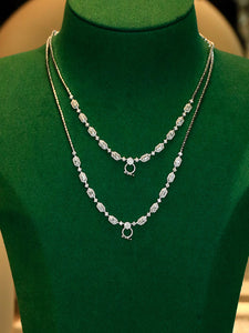 LUOWEND 18K White Gold Real Natural Diamond Necklace for Women