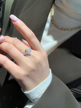 Load image into Gallery viewer, LUOWEND 18K White Gold Real Natural Yellow Diamond Ring for Women
