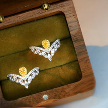 Load image into Gallery viewer, LUOWEND 18K White Gold Real Natural Yellow Diamond Ring for Women
