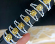 Load image into Gallery viewer, LUOWEND 18K White Gold Real Natural Yellow Diamond Ring for Women
