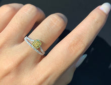 Load image into Gallery viewer, LUOWEND 18K White Gold Real Natural Yellow Diamond Ring for Women

