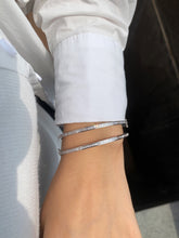 Load image into Gallery viewer, LUOWEND 18K White Gold Natural Diamond Bangle for Women
