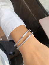 Load image into Gallery viewer, LUOWEND 18K White Gold Natural Diamond Bangle for Women
