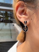 Load image into Gallery viewer, LUOWEND 18K White Gold Natural Black Onyx Earrings for Women
