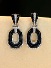 Load image into Gallery viewer, LUOWEND 18K White Gold Natural Black Onyx Earrings for Women
