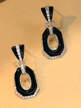Load image into Gallery viewer, LUOWEND 18K White Gold Natural Black Onyx Earrings for Women
