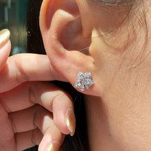 Load image into Gallery viewer, LUOWEND 18K White Gold Natural Diamond Stud Earrings for Women
