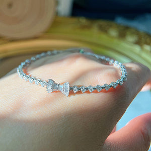 LUOWEND 18K White Gold Real Natural Diamond Bracelet for Women