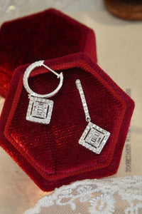 LUOWEND 18K White Gold Real Natural Diamond Drop Earrings for Women