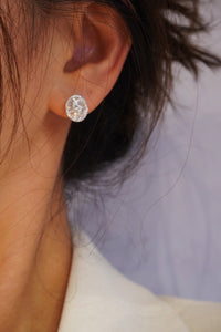 LUOWEND 18K White Gold Real Natural Diamond Stud Earrings for Women