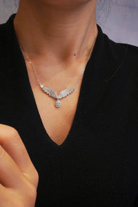 LUOWEND 18K White Gold Real Natural Diamond Pendant Necklace for Women