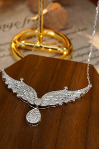 LUOWEND 18K White Gold Real Natural Diamond Pendant Necklace for Women
