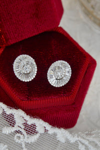 LUOWEND 18K White Gold Real Natural Diamond Stud Earrings for Women
