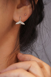 LUOWEND 18K White Gold Real Natural Diamond Hoop Earrings for Women
