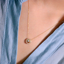 Load image into Gallery viewer, LUOWEND 18K Yellow Gold Real Natural Diamond and Emerald Gemstone Necklace for Women
