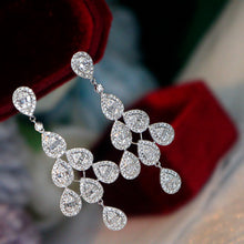 Load image into Gallery viewer, LUOWEND 18K White Gold Real Natural Diamond Drop Earrings for Women
