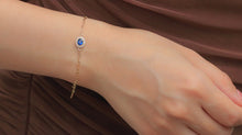 Load image into Gallery viewer, LUOWEND 18K Yellow Gold Real Natural Sapphire and Diamond Gemstone Bracelet for Women
