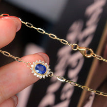 Load image into Gallery viewer, LUOWEND 18K Yellow Gold Real Natural Sapphire and Diamond Gemstone Bracelet for Women
