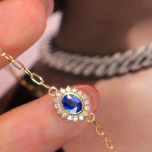 Load image into Gallery viewer, LUOWEND 18K Yellow Gold Real Natural Sapphire and Diamond Gemstone Bracelet for Women
