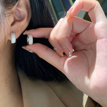 Load image into Gallery viewer, LUOWEND 18K White Gold Real Natural Diamond Hoop Earrings for Women
