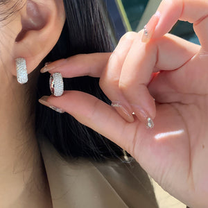 LUOWEND 18K White Gold Real Natural Diamond Hoop Earrings for Women