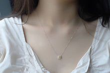 Load image into Gallery viewer, LUOWEND 18K White Gold Real Natural Yellow Diamond Pendant Necklace for Women
