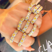Load image into Gallery viewer, LUOWEND 18K White Gold Real Natural Yellow Diamond Ring for Women
