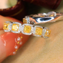 Load image into Gallery viewer, LUOWEND 18K White Gold Real Natural Yellow Diamond Ring for Women
