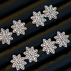LUOWEND 18K White Gold Real Natural Diamond Stud Earrings for Women