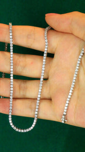 LUOWEND 18K White Gold Real Natural Diamond Tennis Necklace for Women