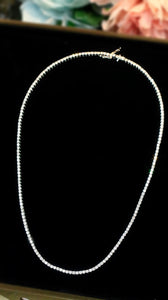LUOWEND 18K White Gold Real Natural Diamond Tennis Necklace for Women