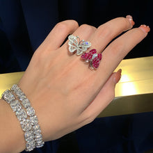 Load image into Gallery viewer, LUOWEND 18K White Gold Real Natural Ruby and Diamond Gemstone Ring for Women

