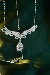 LUOWEND 18K White Gold Real Natural Diamond Pendant Necklace for Women