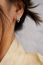 Load image into Gallery viewer, LUOWEND 18K White Gold Real Natural Diamond Hoop Earrings for Women
