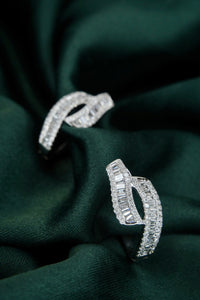 LUOWEND 18K White Gold Real Natural Diamond Hoop Earrings for Women