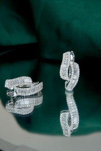 LUOWEND 18K White Gold Real Natural Diamond Hoop Earrings for Women