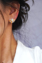 Load image into Gallery viewer, LUOWEND 18K White and Yellow Gold Real Natural Diamond Stud Earrings for Women
