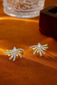 LUOWEND 18K White and Yellow Gold Real Natural Diamond Stud Earrings for Women
