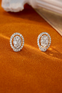 LUOWEND 18K White Gold Real Natural Diamond Stud Earrings for Women
