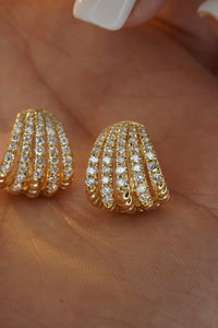 LUOWEND 18K Yellow Gold Real Natural Diamond Hoop Earrings for Women
